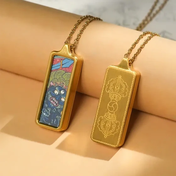 KyLin Aura  Modern Style Handmade Thangka Buddha Necklace