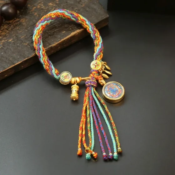 Tibetan Handwoven Thangka Protector Buddha Cotton Bracelet