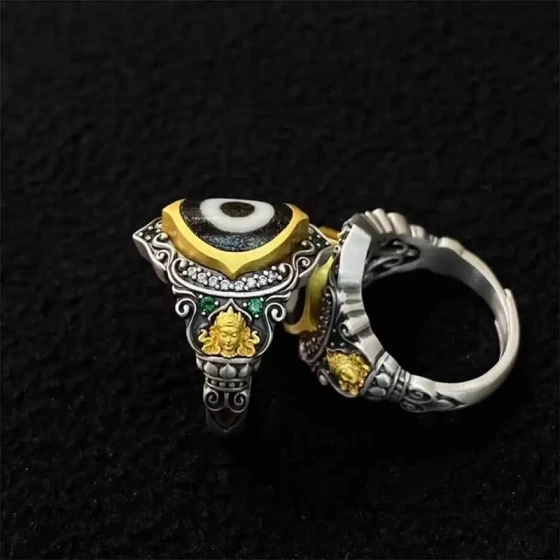 KyLin Aura Tibetan Buddhist Green Tara Dzi Bead Ring