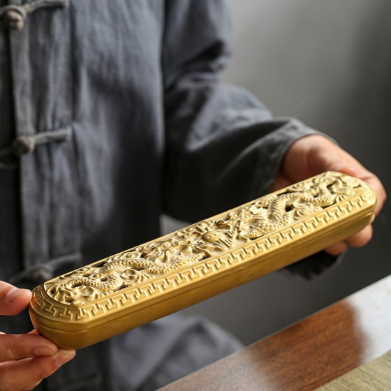 KyLin Aura Dragon Carved Incense Holder Box
