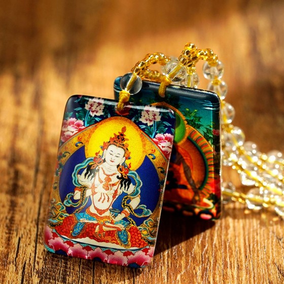 KyLin Aura Hand-Painted Crystal Tibetan Buddha Necklace