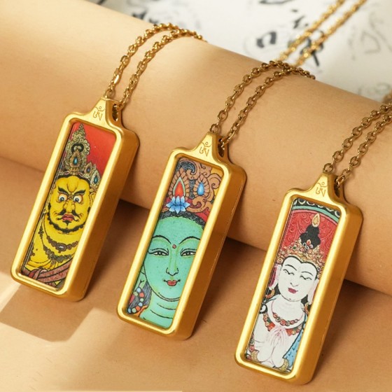 KyLin Aura Modern Style Handmade Thangka Buddha Necklace