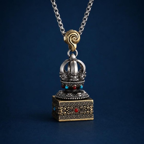 Scorpion Amulet Necklace, Heavy Tibetan Inspired Stamp Pendant for Men, Gothic Talisman Gift