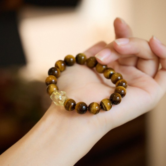 Tiger’s Eye and Citrine Bodhi Prayer Beads Bracelet