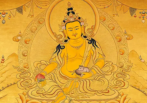 Yellow Jambhala Pendant: Tibetan Wealth Deity and Career Blessings