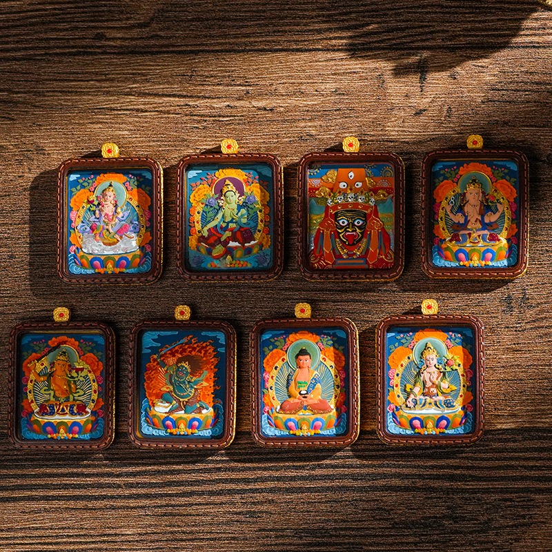 KyLin Aura Tibetan Hand-Painted 3D Thangka Buddha Pendant Necklace